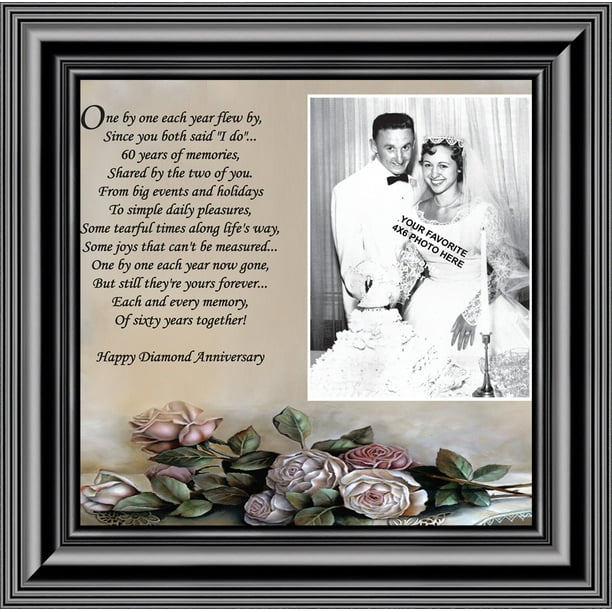 Anniversary 5x7 Photo Frame Silver Gold Diamond Wedding Anniversary Gift Idea 